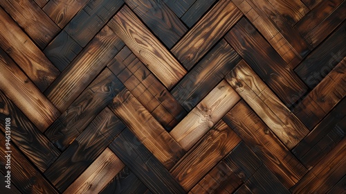 Flat lay of a wooden background with a herringbone pattern, showcasing elegant design and texture