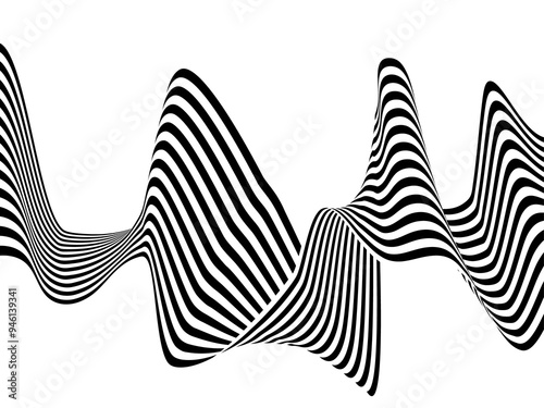 optical art abstract background waves design black and white. Eps 10