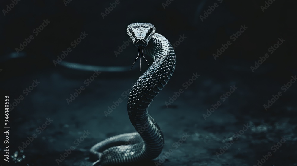 Fototapeta premium A Close-up of a Snake with a Dark Background