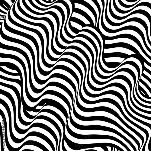 Optical Illusion Stripes Texture. Abstract Geometric Background Vector Design. Op Art Illustration. Eps 10