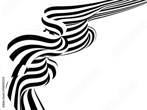 abstract optical art. A wave of many black and white lines. Eps 10