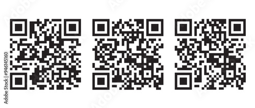 Collection of qr code scanner icon set in different style. Vector illustration.