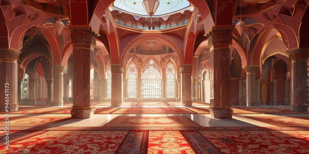 Obraz premium Harmony of Dusk Mosque Offering Tranquility in Warm Evening