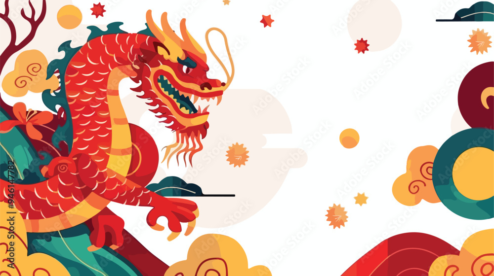 Fototapeta premium Lunar New Year Vertical Background Banner for Social Media