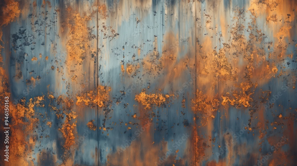 Rusty orange-blue steel wall texture with grunge metal background and lots of negative space for copy. Weathered, aged surface with rough material and dirty pattern. Rusty orange-blue steel wall texture with grunge metal background and lots of negative space for copy. Weathered, aged surface with rough material and dirty pattern.