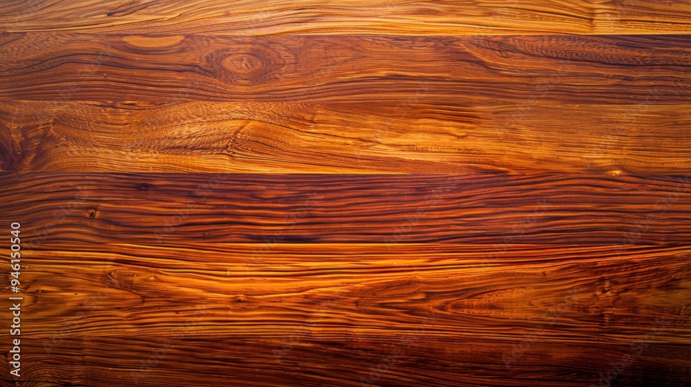 Top view of a polished wooden surface with a glossy finish, ideal for a sleek and modern background