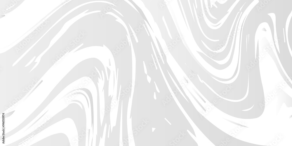 Fototapeta premium White and grey liquid marble pattern texture natural background. Liquify Swirl white and grey color art. Beautiful drawing with the divorces and wavy lines in gray tones. 