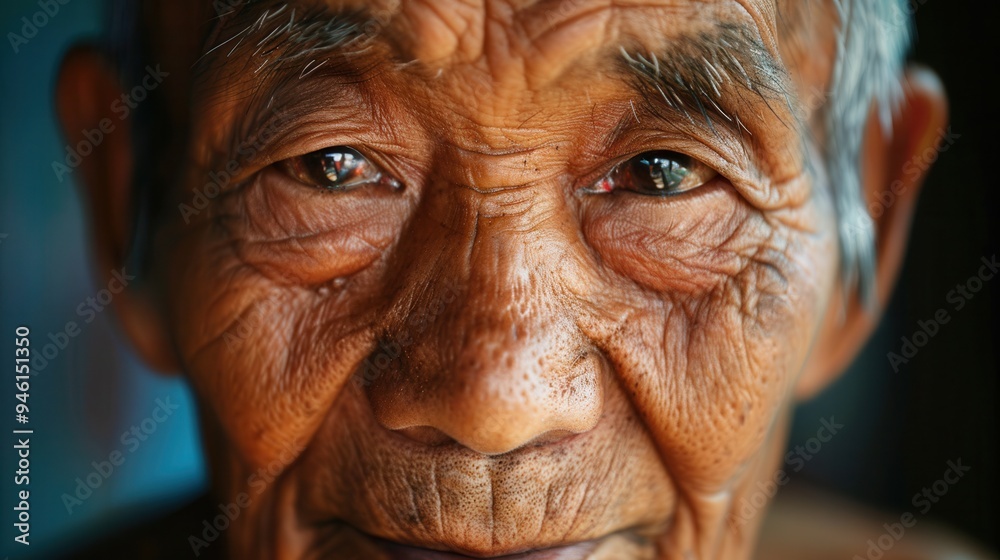 An elderly man displays serene wisdom and a calm demeanor, beautifully representing different ethnic backgrounds, radiating experience and tranquility. Generative AI An elderly man displays serene wisdom and a calm demeanor, beautifully representing different ethnic backgrounds, radiating experience and tranquility. Generative AI