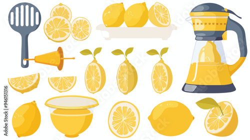 Professional Manual Lemon Squeezer Juicer and Reamer Flat Illustration