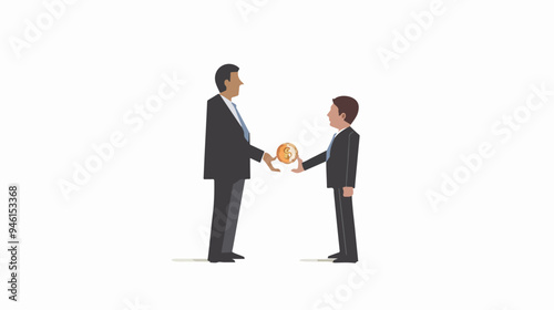 Businessman Receiving One Cent from Someone - Financial Transaction Concept