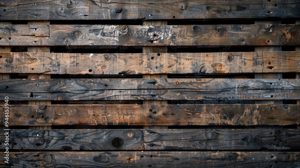 Top view of a wooden pallet surface with rough textures and visible grain, offering an industrial vibe Top view of a wooden pallet surface with rough textures and visible grain, offering an industrial vibe
