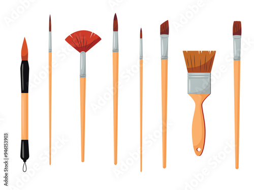 set of different types of paint brushes