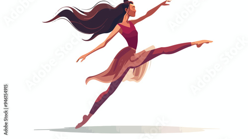 Energetic Modern Female Dancer in Action Flat Vector Isolated