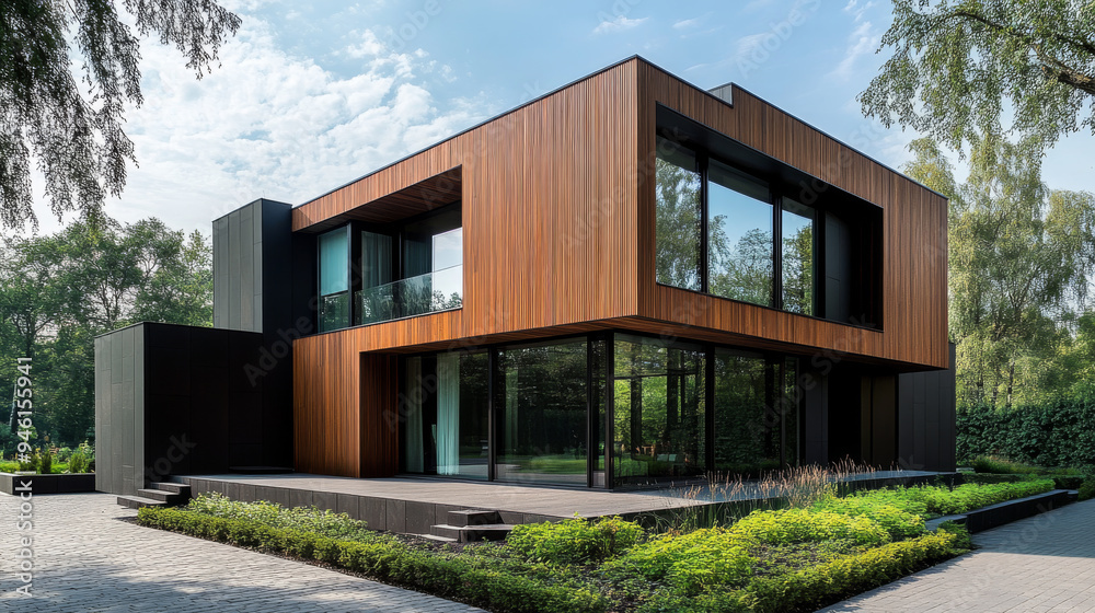 Generative ai illustration of a luxury minimalist cubic house villa Generative ai illustration of a luxury minimalist cubic house villa