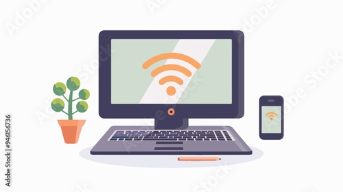 Modern Wireless Technology Illustration with a Computer