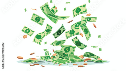 Money Making Concept - Mixed Media Flat Vector Illustration