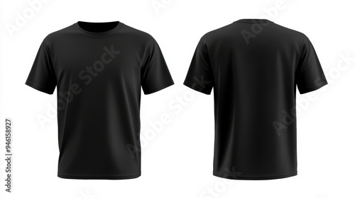 Mockup of Black T-Shirt, Front and Back Views photo