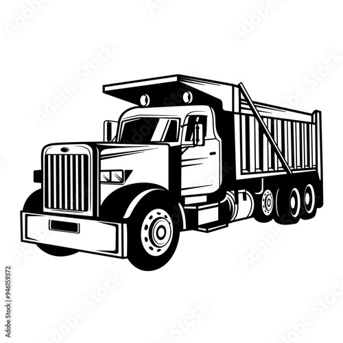Dump Truck | Vehicle | Transportation | Heavy Equipment | Dumping Machine | Construction Vehicle | Operator | Skilled Driver | Original Illustration | Vector and Clipart | Cutfile and Stencil
