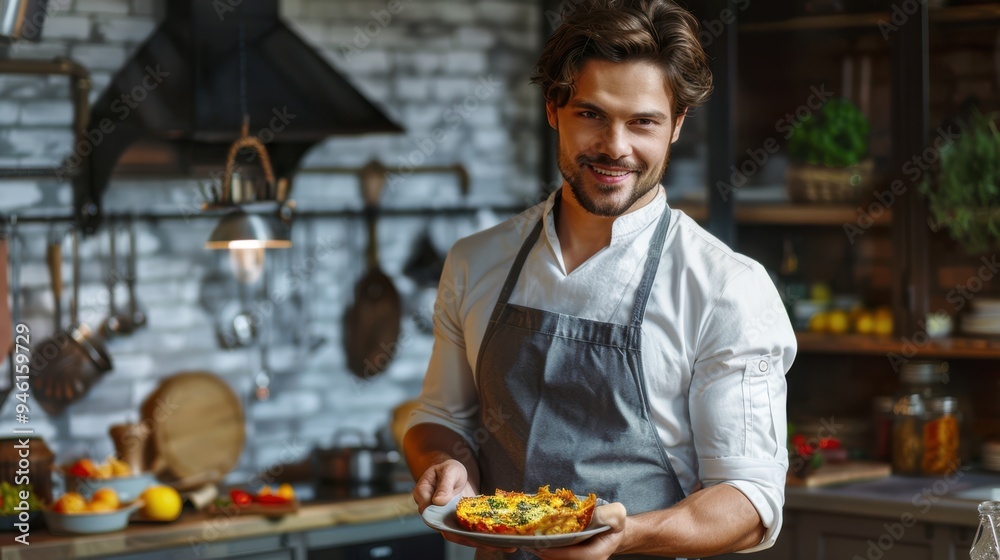 The chef presenting dish. The chef presenting dish.