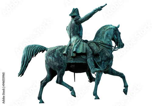 Photography Statue of King Charles XIV John in central Stockholm, Sweden isolated on white t