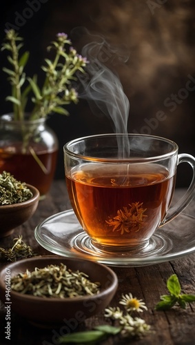 Herbal Tea, a calming and aromatic drink, captured in detail