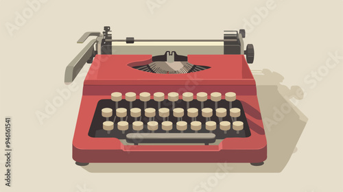 Vintage Typewriter and Paper Icon Element
