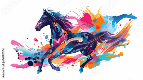 Riding the Wave of Creativity: Abstract Mixed Media Horse Portrait