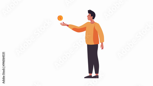 Risk and Luck Concept: Person Throwing Coin for Chance and Fortune