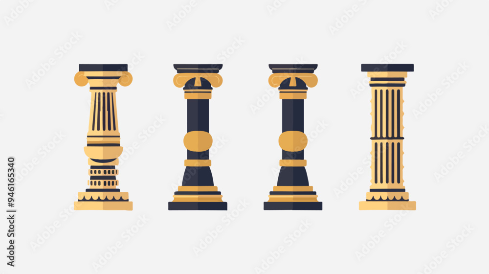 Professional Law, Finance, and Attorney Pillar Vector Icons Professional Law, Finance, and Attorney Pillar Vector Icons