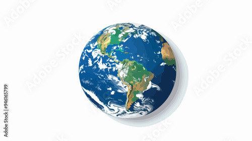 Planet Earth View Flat Vector on White Background