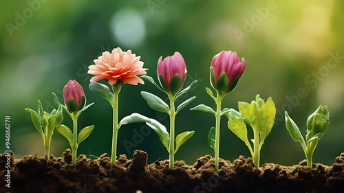 Growing Flower Seedling Emerging from the Soil