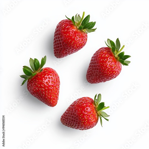 The falling strawberries are isolated on a transparent or white background, in format