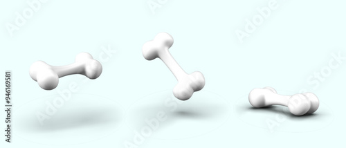 White bone in realistic style. Toy for dog. Accessory for gnawing, biting