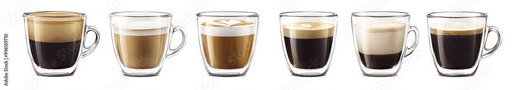 Design of a banner with hot aromatic espresso cups on a transparent background. Design of a banner with hot aromatic espresso cups on a transparent background.