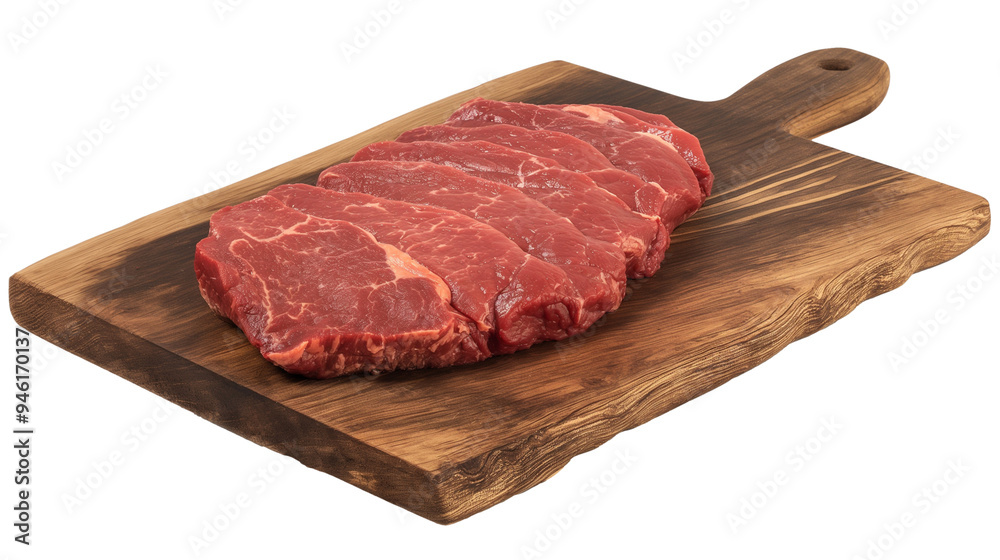 Raw beef steak on a cutting board Raw beef steak on a cutting board