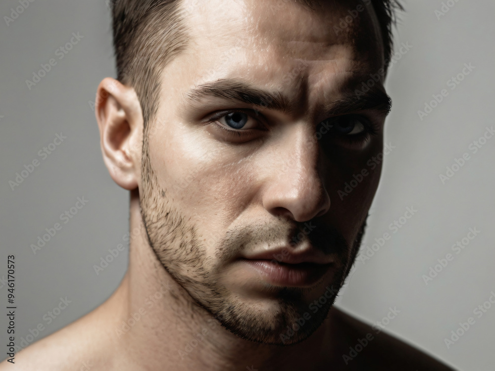 Fototapeta premium A monochrome, blurred portrait emphasizing light and texture.