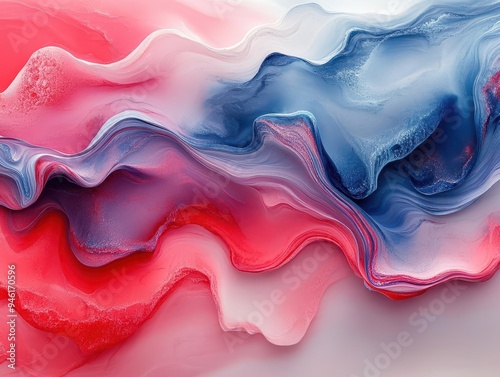 abstract gradient merging vibrant red white and blue fluid transitions creating dynamic patrioticinspired backdrop photo