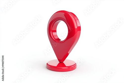 3D location pin icon for marking on maps isolated on background photo