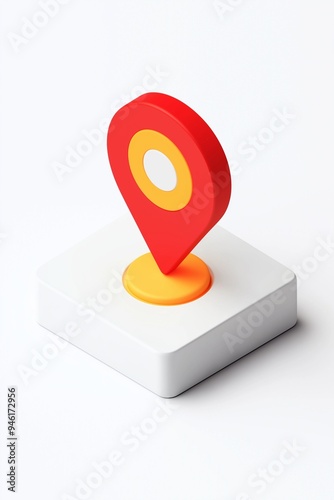 3D colorful cartoon location pin icon for map navigation and travel photo