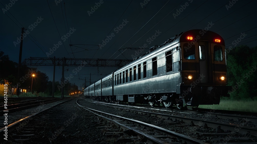 Old style train in moody setting Old style train in moody setting