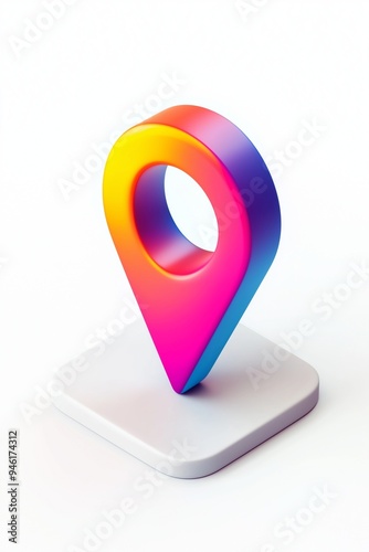 3D colorful cartoon location pin icon for map navigation and travel photo