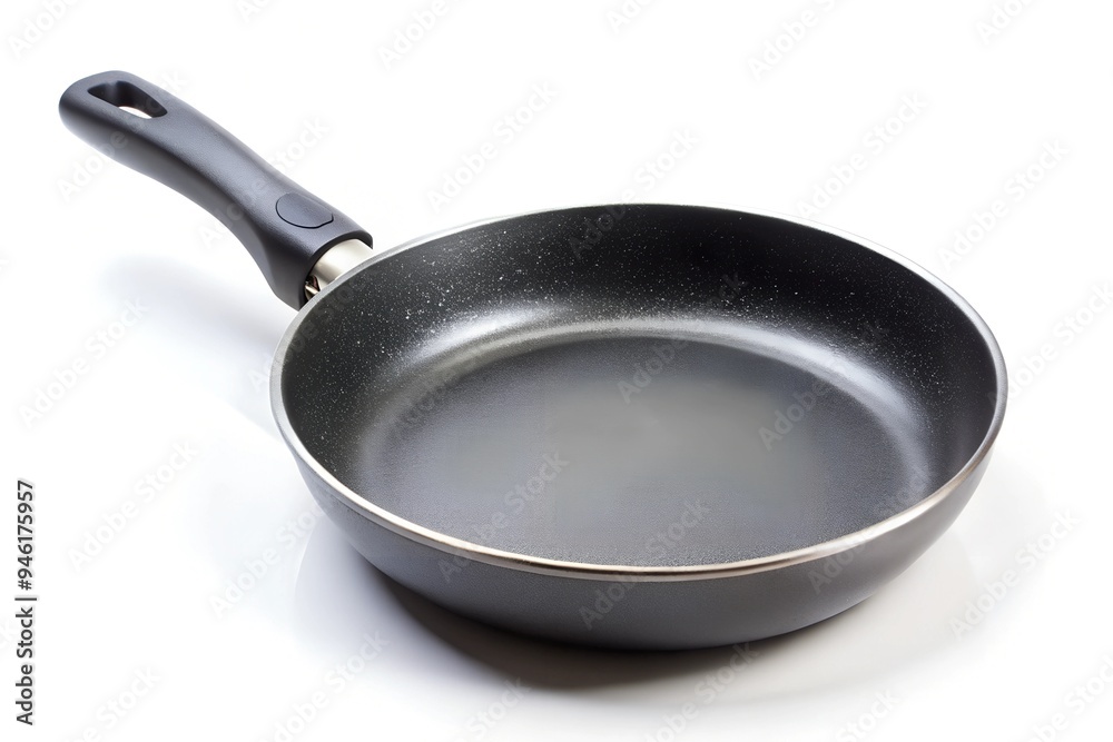 Black frying pan with a non-stick coating isolated on white background Black frying pan with a non-stick coating isolated on white background