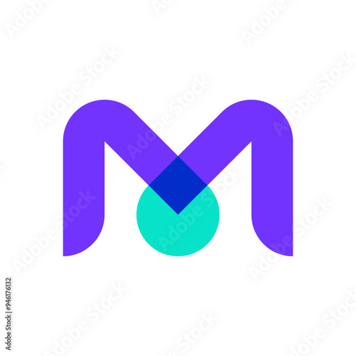Letter M water drop overlapping logo design