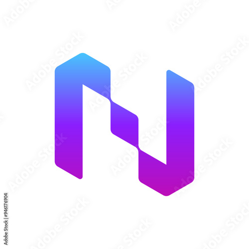 Letter N technololy modern minimal logo design