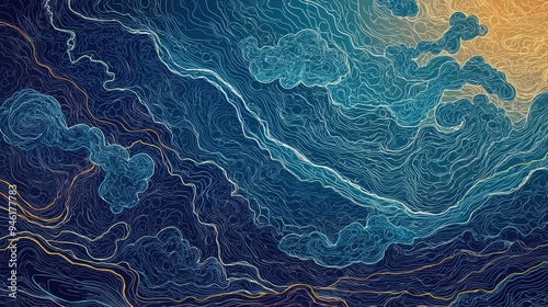 A weather map with swirling clouds and storms representing market turmoil, gradually clearing to reveal calm, sunny skies