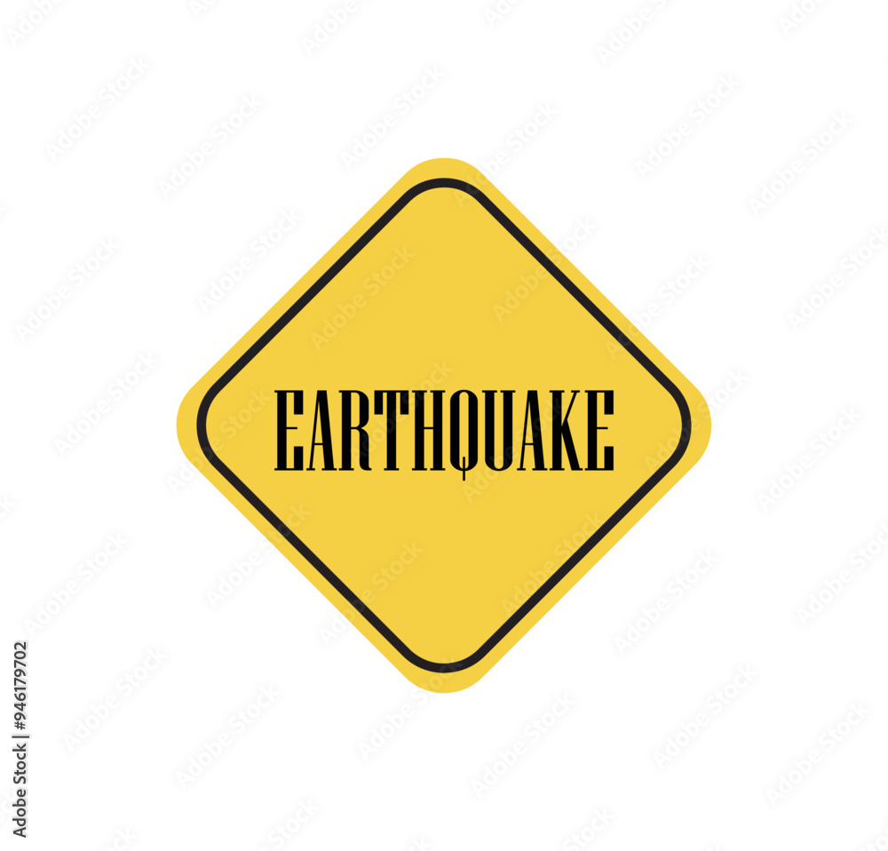 yellow information earthquake sign on wall yellow information earthquake sign on wall