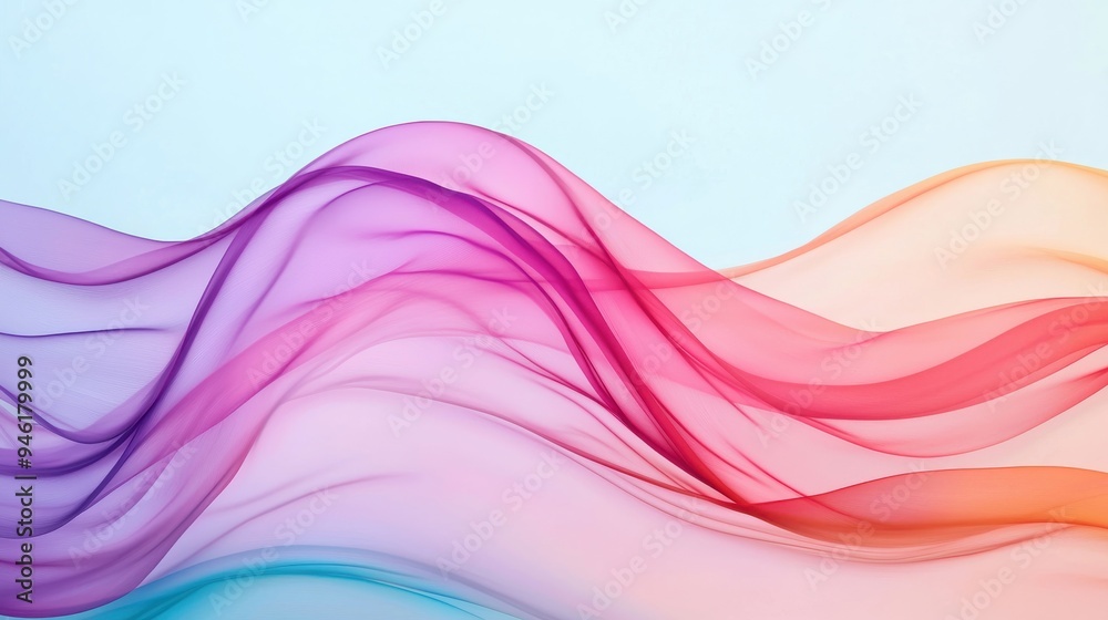 Abstract, colorful waves resembling transparent glass, flowing with a dynamic and fluid motion Abstract, colorful waves resembling transparent glass, flowing with a dynamic and fluid motion