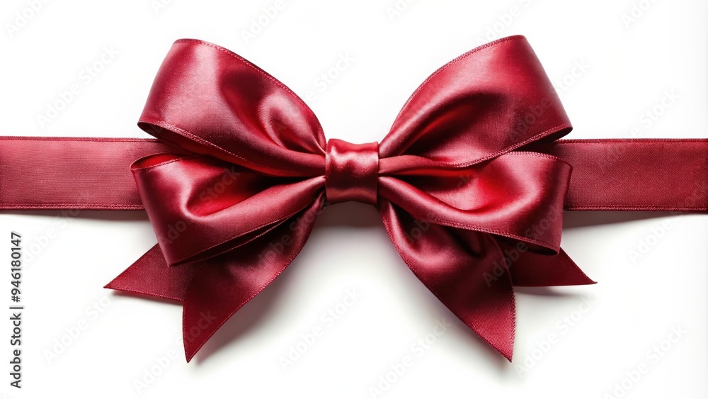 A detailed stock photo of a deep red tied ribbon bow A detailed stock photo of a deep red tied ribbon bow