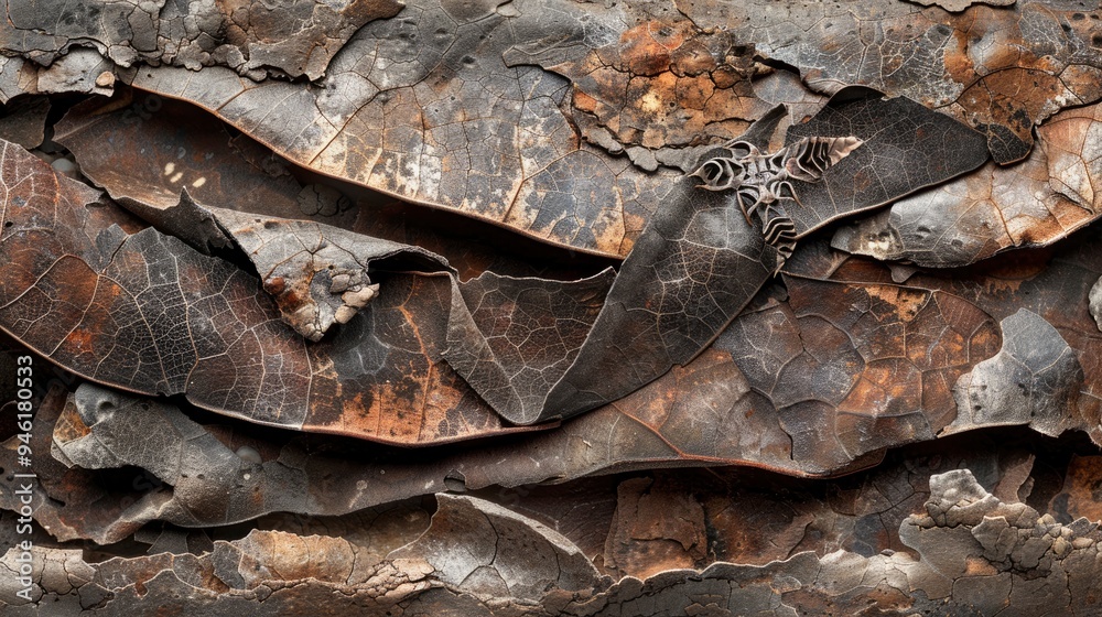 Abstract Texture of Bark with Intricate Patterns and Shapes