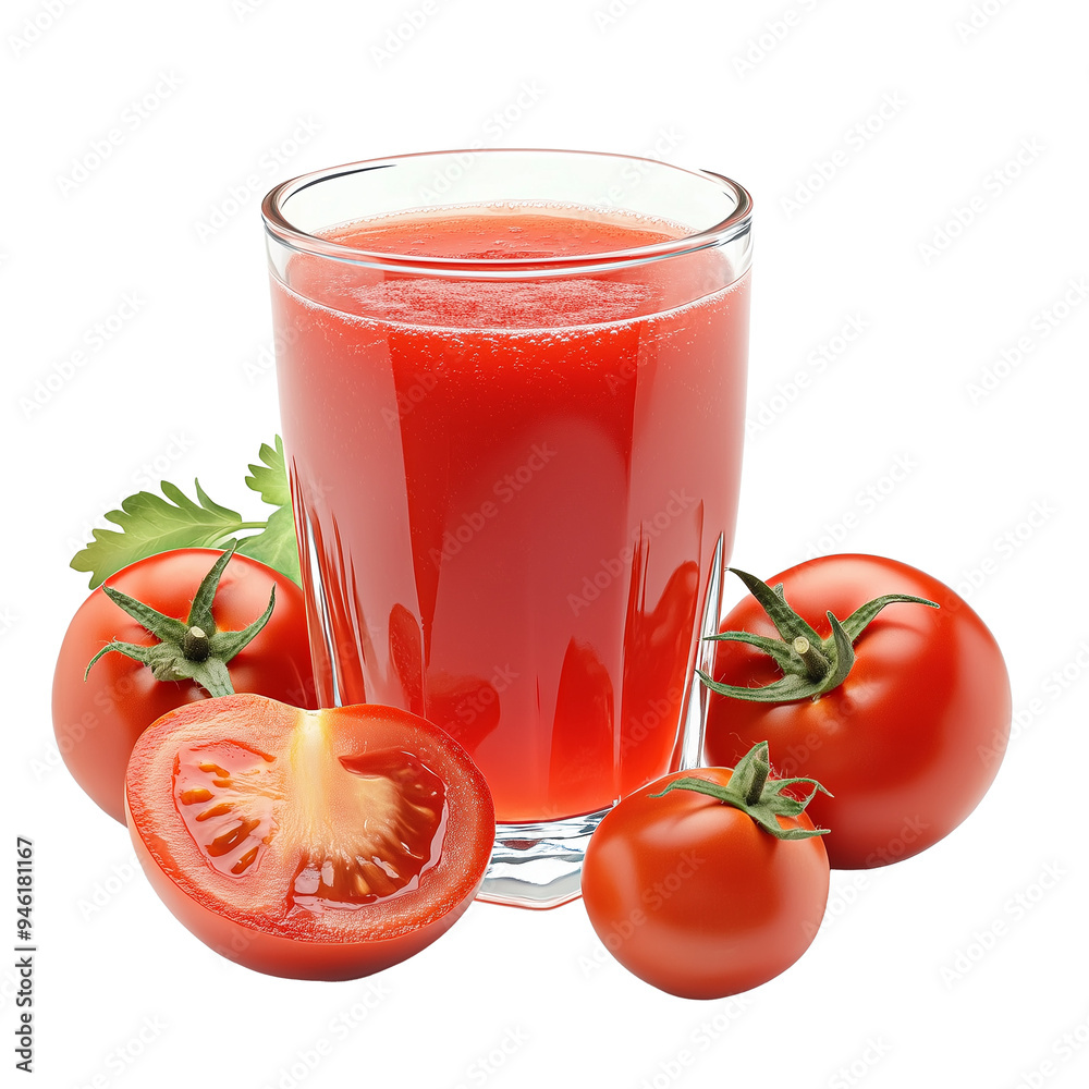 Fresh tomato juice in glass isolated on transparent or white background
Fresh tomato juice in glass isolated on transparent or white background